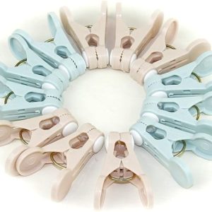 IN.HOUSE Plastic Clothespins, Heavy Duty Laundry Clothes Pins Clips, Air-Drying Clothing Peg Set(12 Pack)