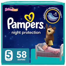 Pampers Baby-Dry Night Diapers Additional Absorption Layer for Overnight Leakage Protection, Size 5, 12-17kg, 58 Diaper Count