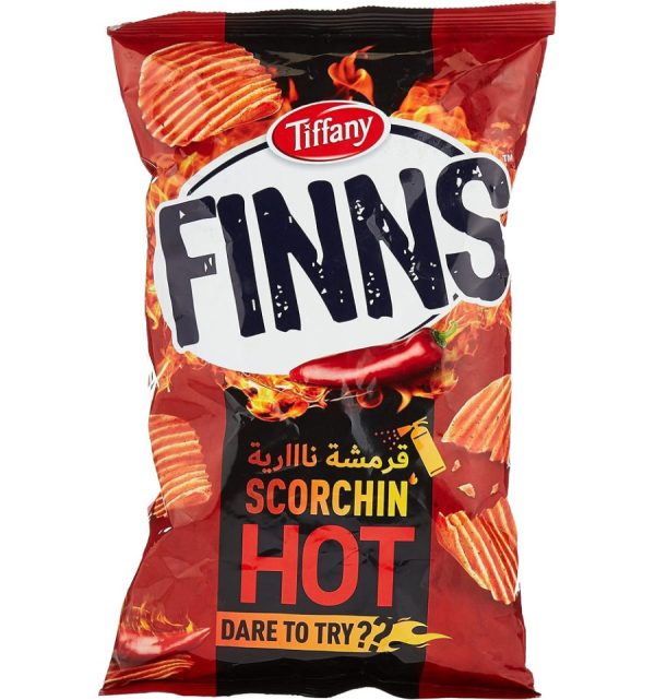 Tiffany Finns Crinkled Potato Chips Scorchin Hot Pouch 15 g